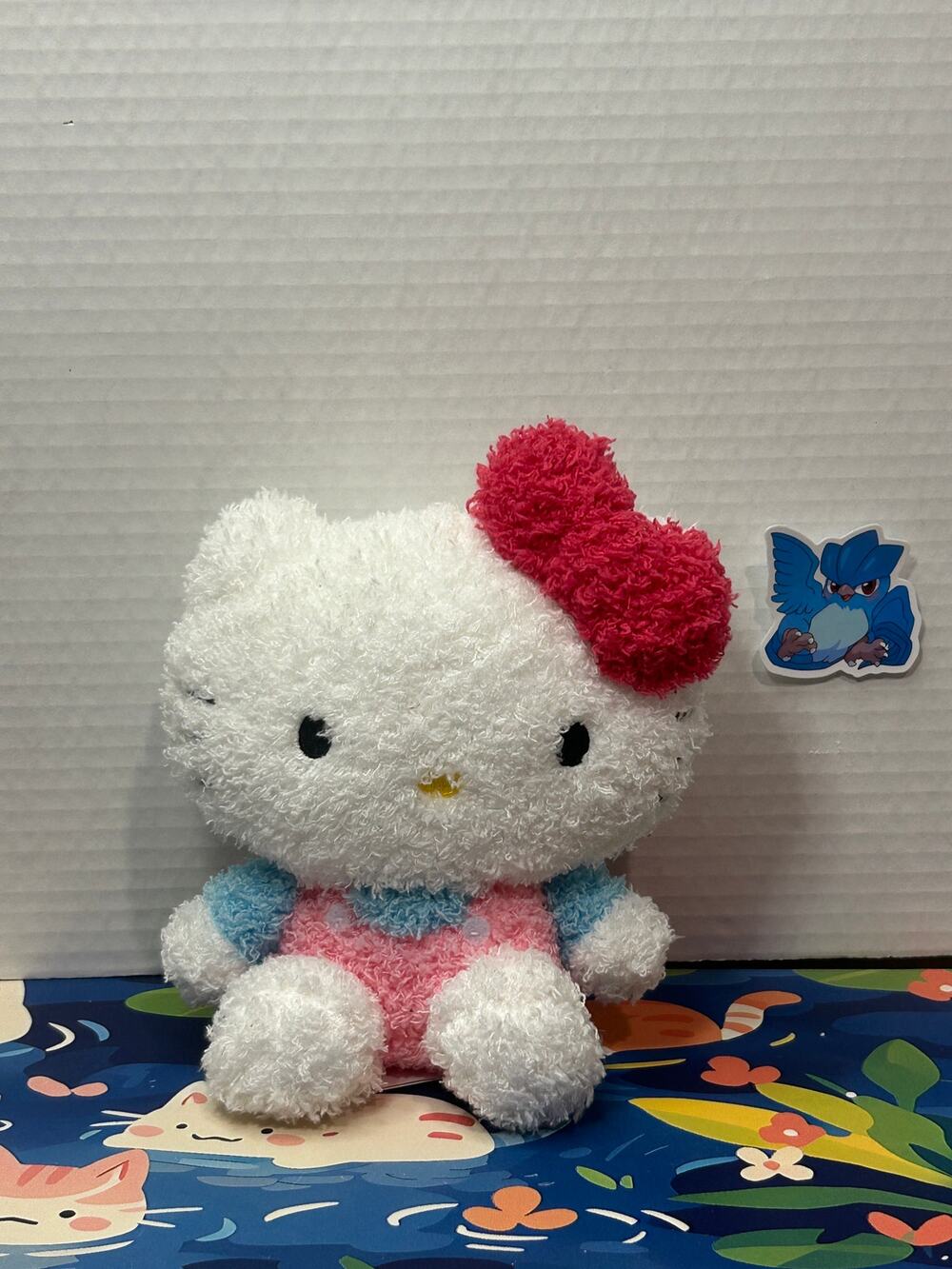 Sanrio Classic Hello Kitty Blue & Pink Super Fuzzy Plush Stuffed Animal Cat
